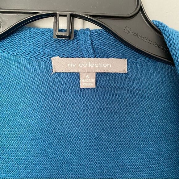 NY Collection Women’s Waterfall Open Front Blue Knit Cardigan size S - Picture 2 of 3